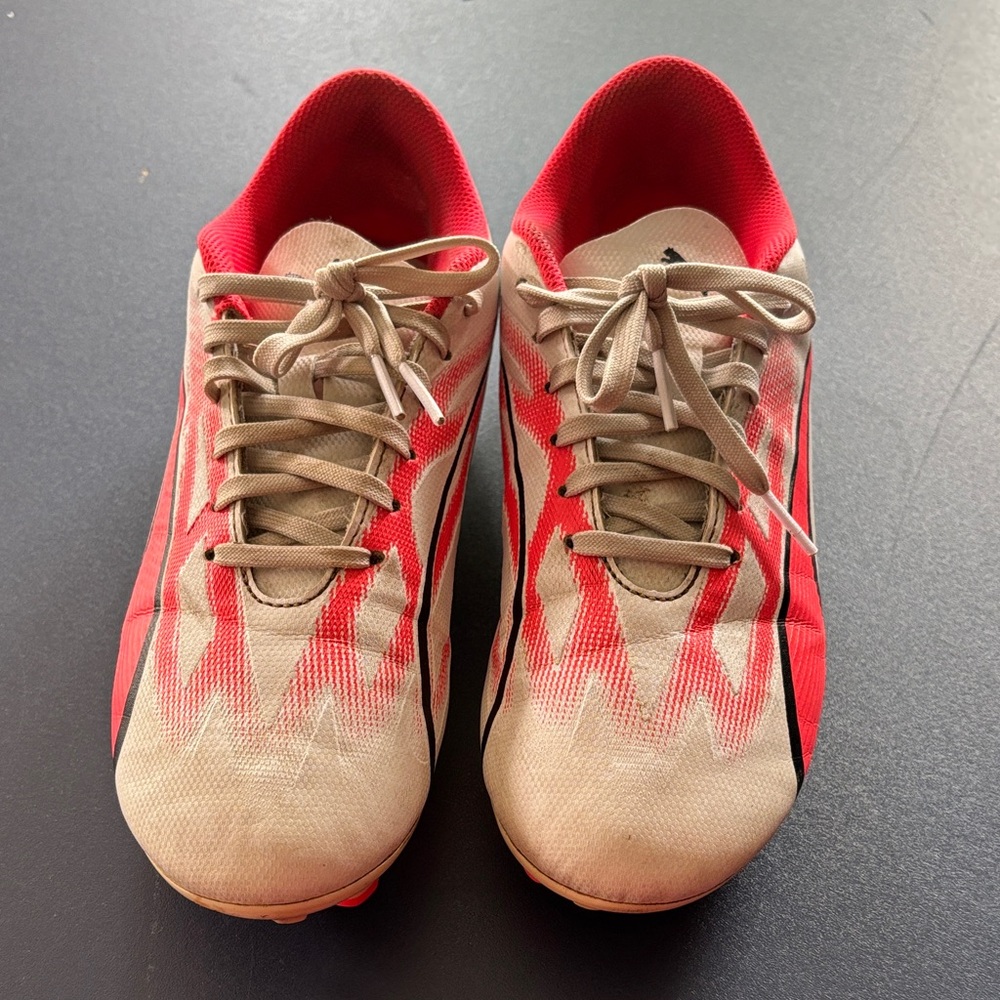 Red and White Soccer Cleats